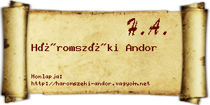 Háromszéki Andor névjegykártya